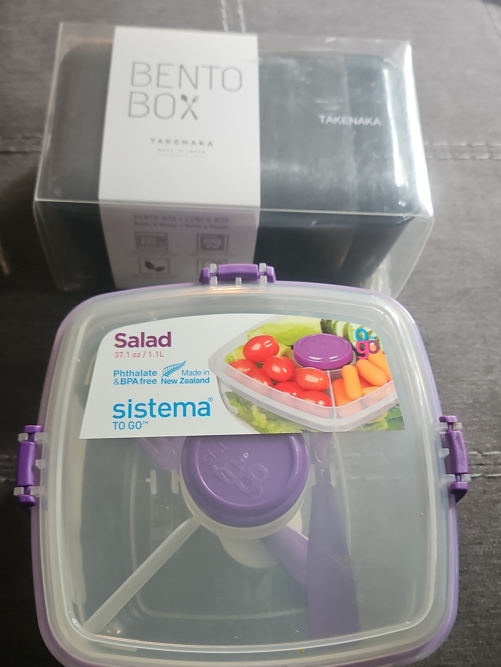 NEW- Takenaka Bento BOX & To Go Salad Container in Purple - Leak-Resistant Box